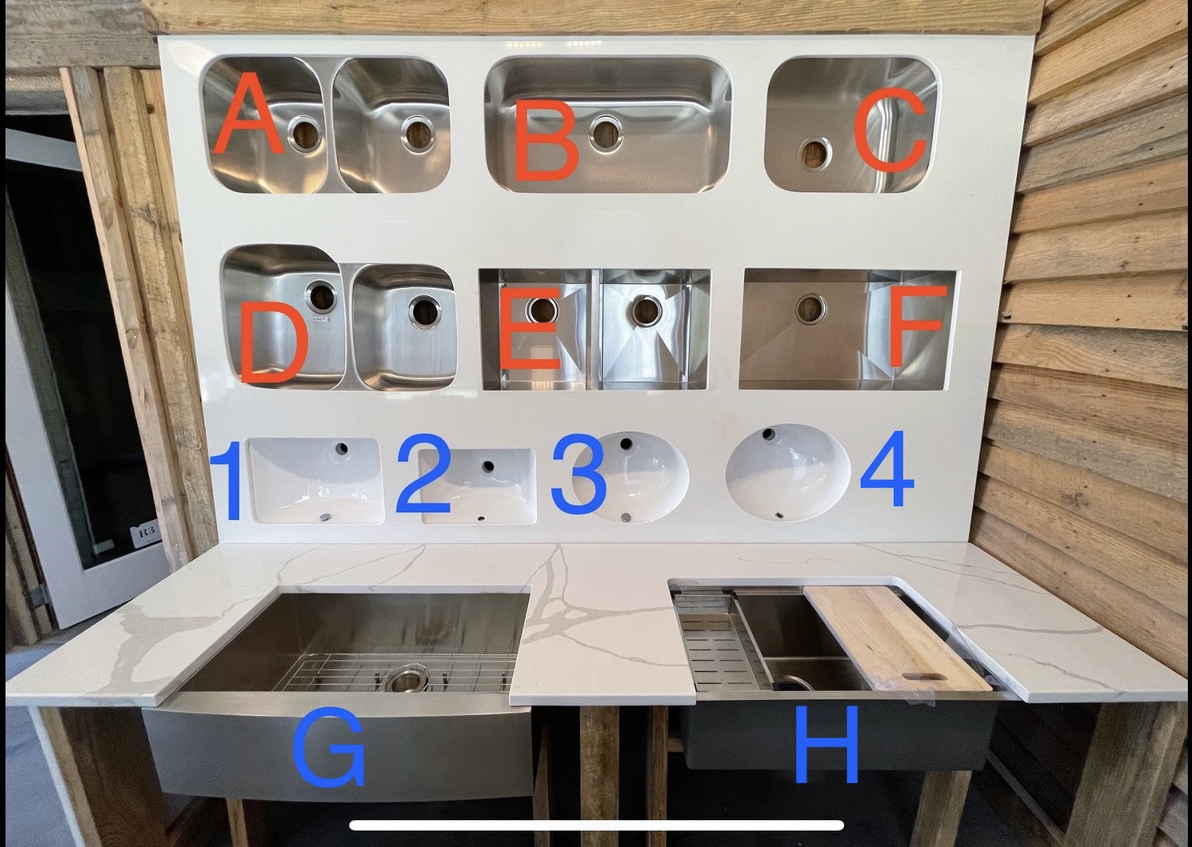 GIS sink selection board with labeled sink options